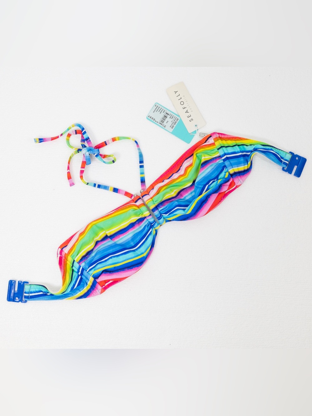 Seafolly Rainbow Stripe Bandeau Bikini Top - Bright Multicolor